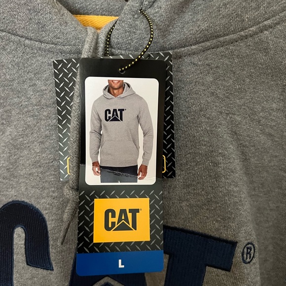 CATERPILLAR Size Large Gray Heavyweight Embroidered CAT Logo Hoodie Sweatshirt - Picture 2 of 4
